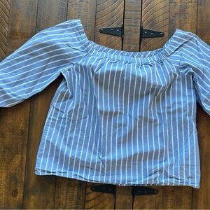 Tommy Hilfiger Blue and White Striped peasant Top
